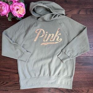 VS PINK sage green sequined hoodie, size S